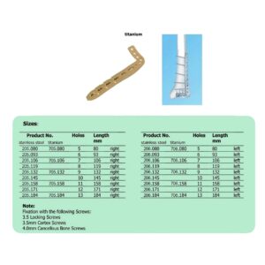 LCP Anterolateral Distal Tibia Plate 3.5 right & left leg in Titanium, (20 ITEMS PER LOT)