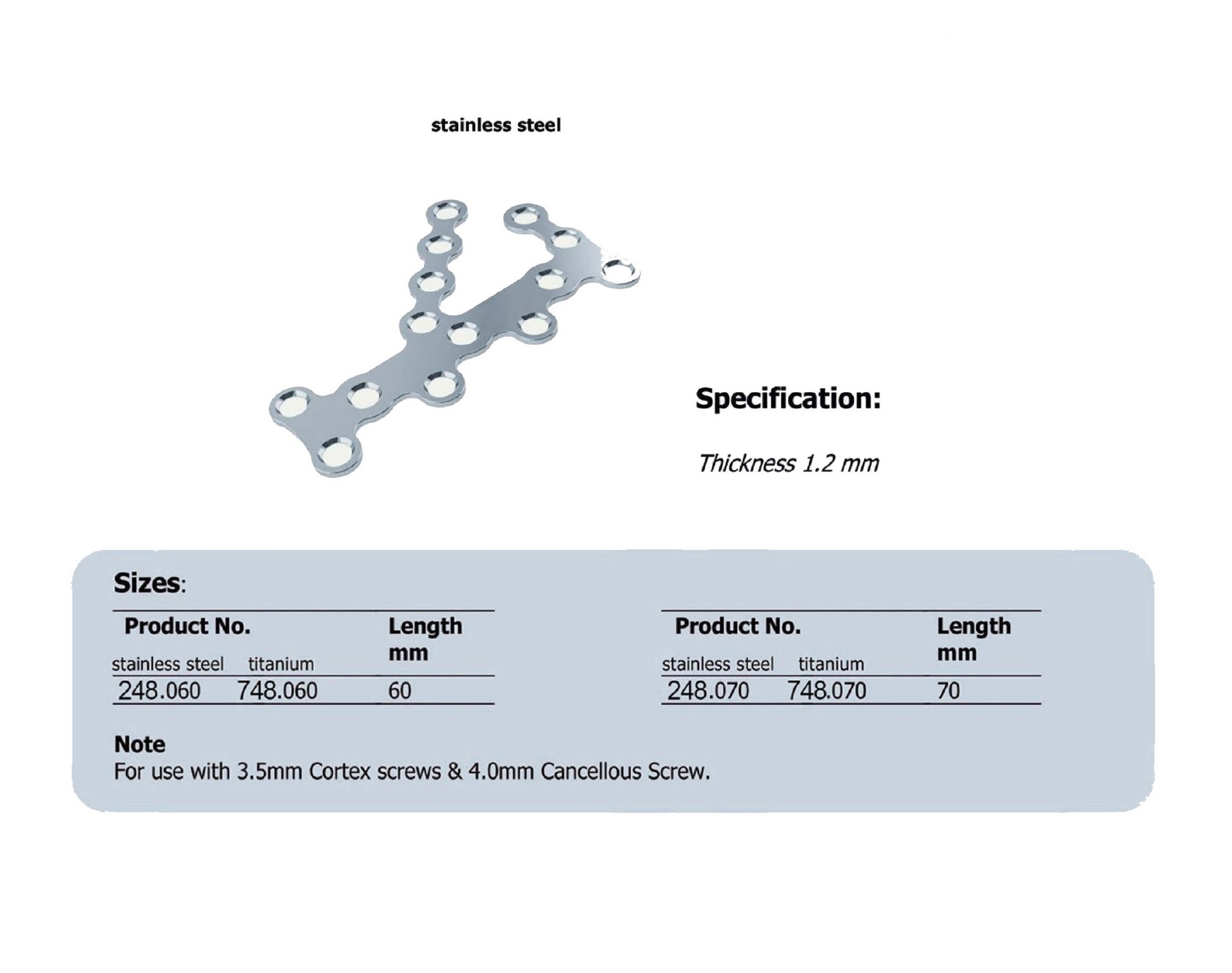 Calcaneal Plate 3.5 in Stainless steel, (20 ITEMS PER LOT)