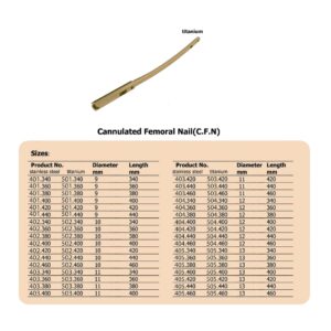 Cannulated Femoral Nail (C.F.N) in Titanium (10 Items Per Lot)