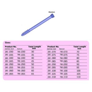 LCP Cancellous Locking Screw 6.5, thread length16 mm, Self-tapping Titanium, (100 ITEMS PER LOT)