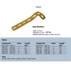 LCP L-Buttress Plate 4.5/5.0 Left leg in Titanium (20 ITEMS PER LOT)