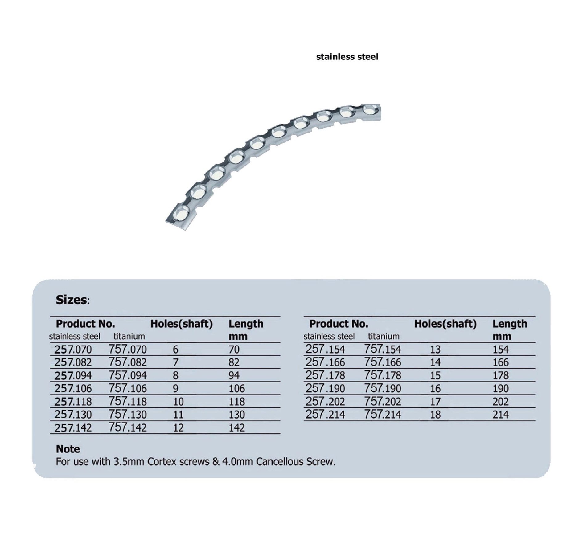 Pelvic Reconstruction Plate 3.5, curved in Stainless steel, (20 ITEMS PER LOT)