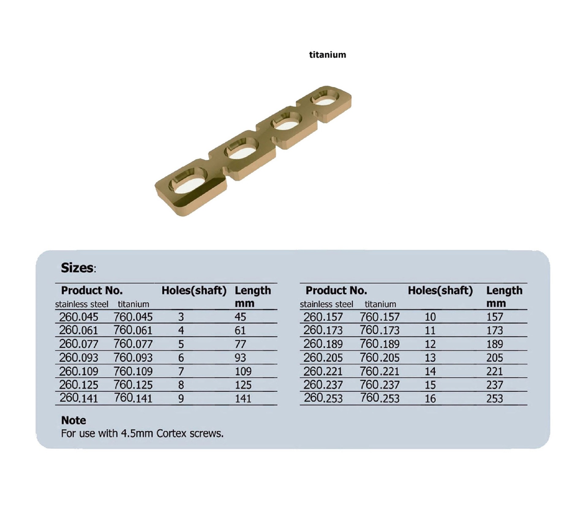 Reconstruction Plate 4.5, straight in Titanium, (20 ITEMS PER LOT)
