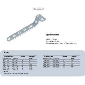 T-Buttress Plate 4.5 in Stainless steel, (20 ITEMS PER LOT)
