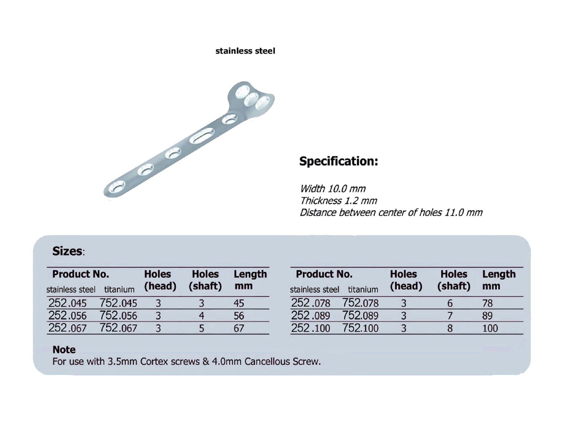 T-Plate 3.5, right-angled, 3 Holes Head in Stainless steel, (20 ITEMS PER LOT)