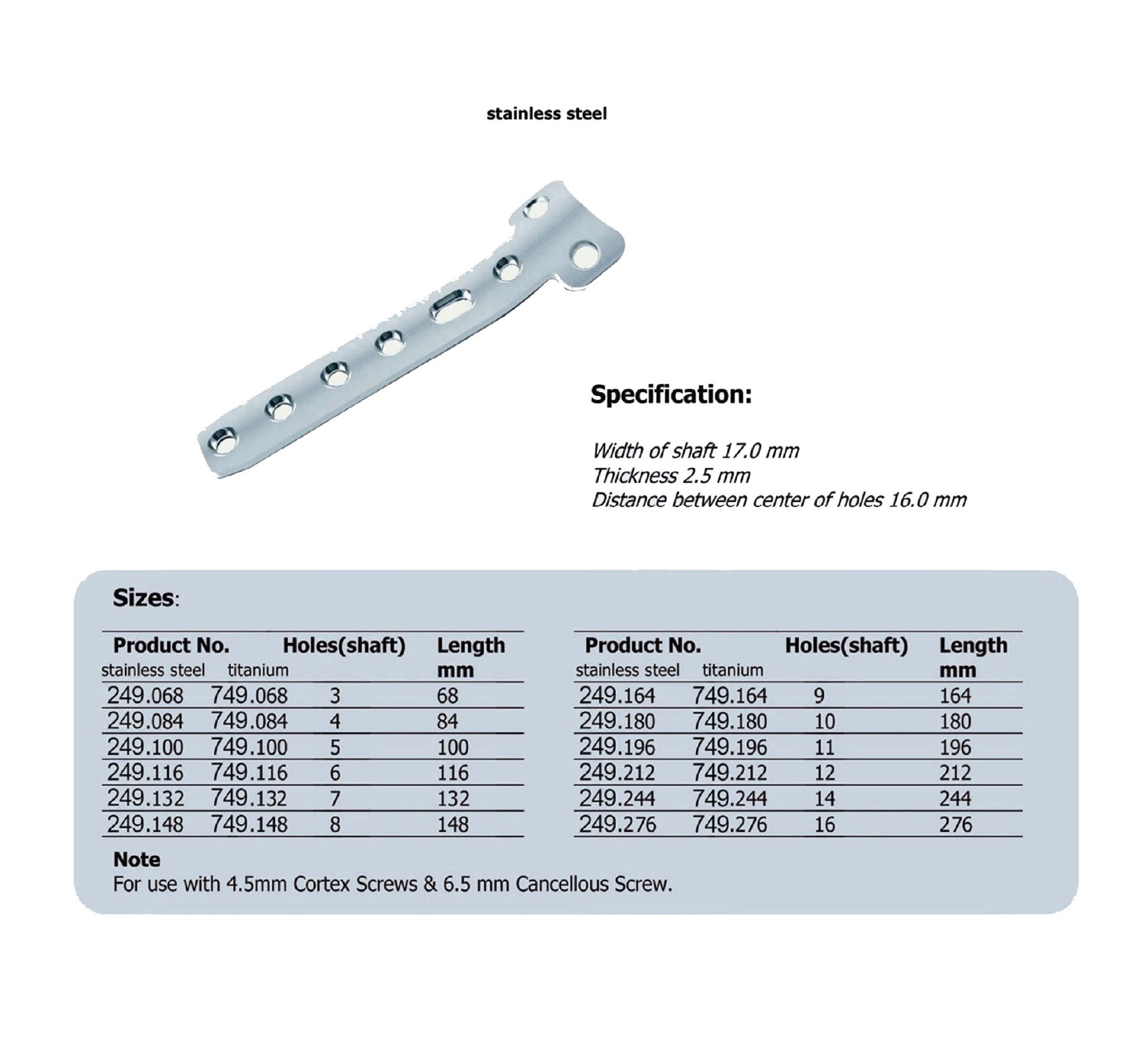 T-Plate 4.5 in Stainless steel, (20 ITEMS PER LOT)