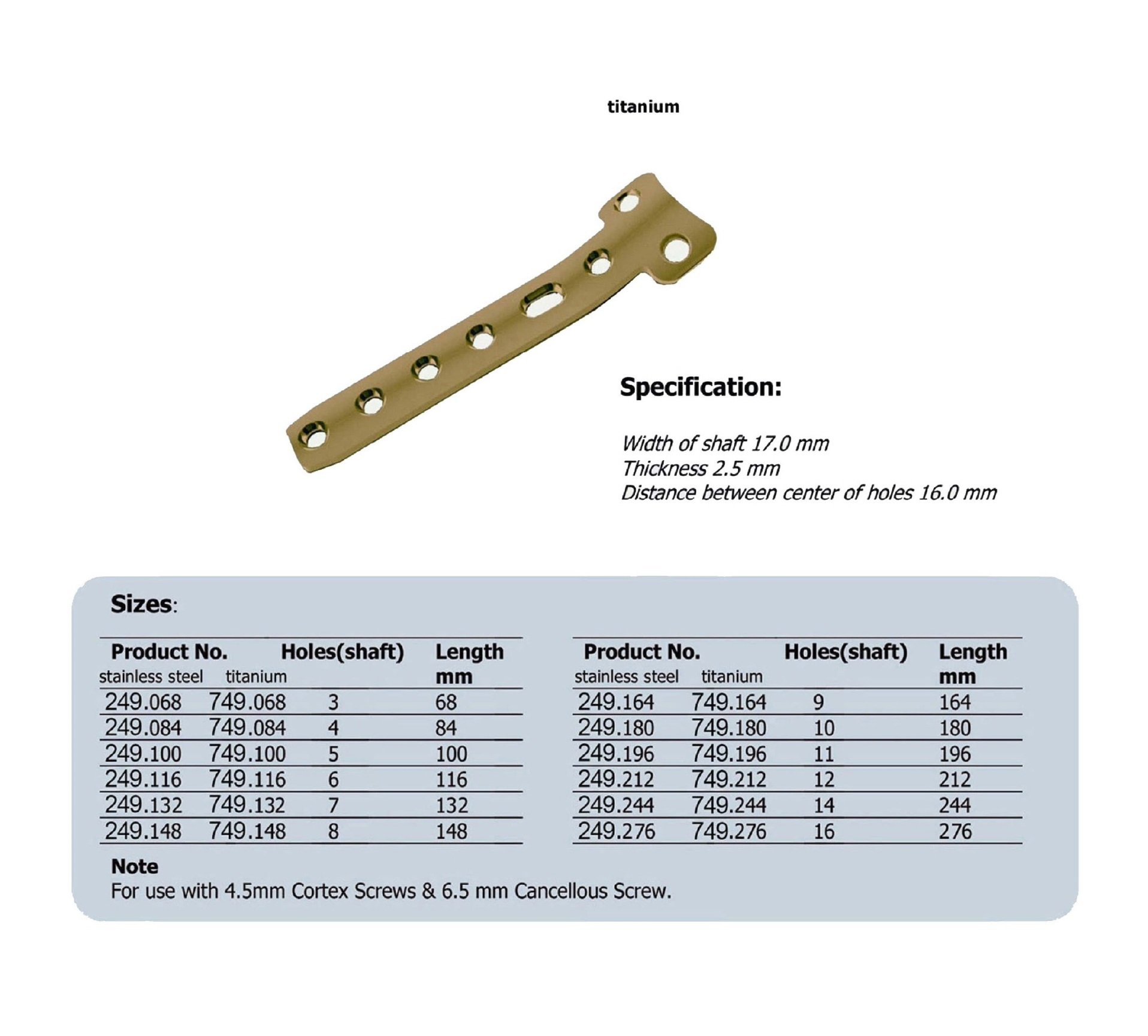 T-Plate 4.5 in Titanium (20 ITEMS PER LOT)