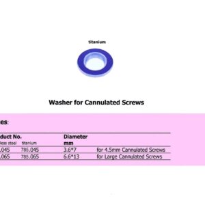 Washer for Cannulated Screws in Titanium, (100 ITEMS PER LOT)
