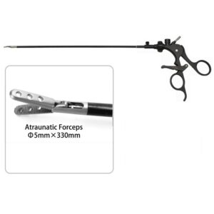 MÜNCHEN STEEL®LAPAROSCOPIC ATRAUMATIC FORCEPS, REUSABLE, RATCHETED.