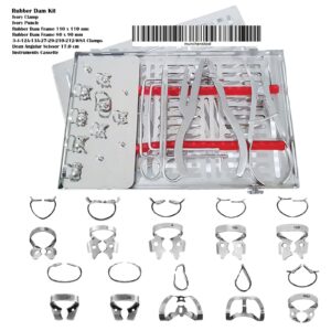 Endodontic Rubber Dam Kit, Dental Rubber Dam Plier & Clamps Tray