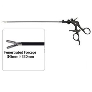 MÜNCHEN STEEL®LAPAROSCOPIC FENESTRATED FORCEPS, REUSABLE, RATCHETED