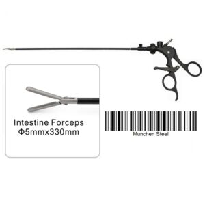 MÜNCHEN STEEL®LAPAROSCOPIC INTESTINAL GRASPING FORCEPS-L, REUSABLE, RATCHETED