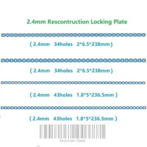 2.4mm Reconstruction Locking Plates 10 Units & 385 Units Screws Set vet Implants (10 ITEMS PER LOT)