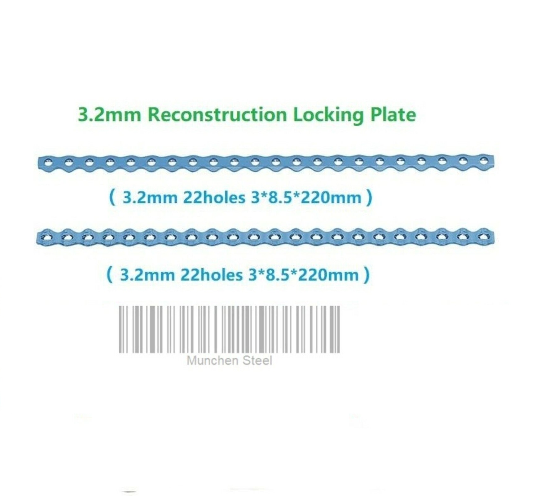 3.2mm-Reconstruction-Locking-Plates-10-Units-and-22-Holes-and-Total-Screws-in-Set-220-Units-(230-ITEMS-PER-LOT)