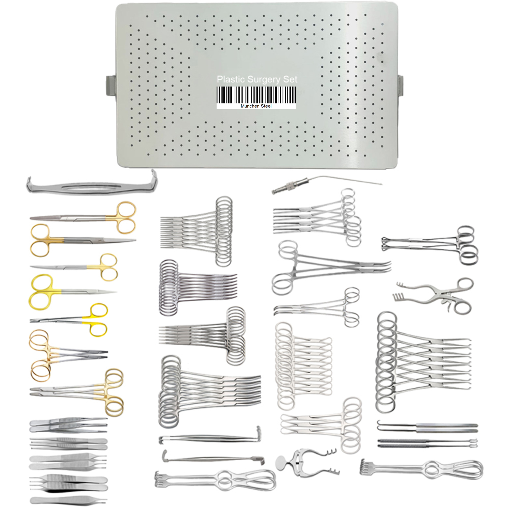 Plastic Surgery Instruments Set With Aluminum Case 90Units For Clinic