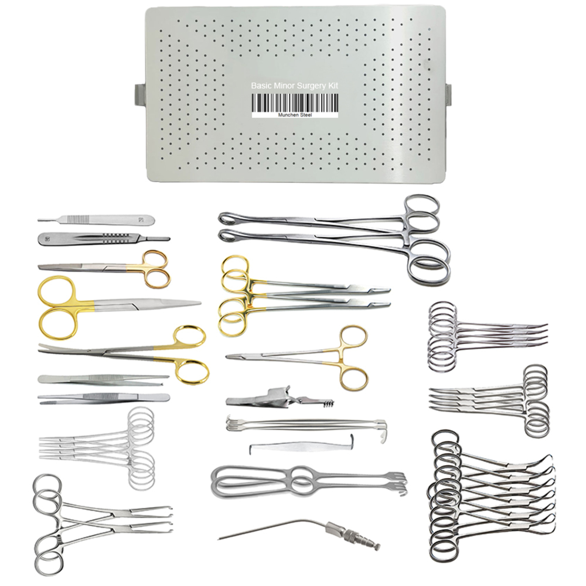 Set Small Surgical Instruments Kit, with Aluminum Case, 40Units for Clinic & Hospital