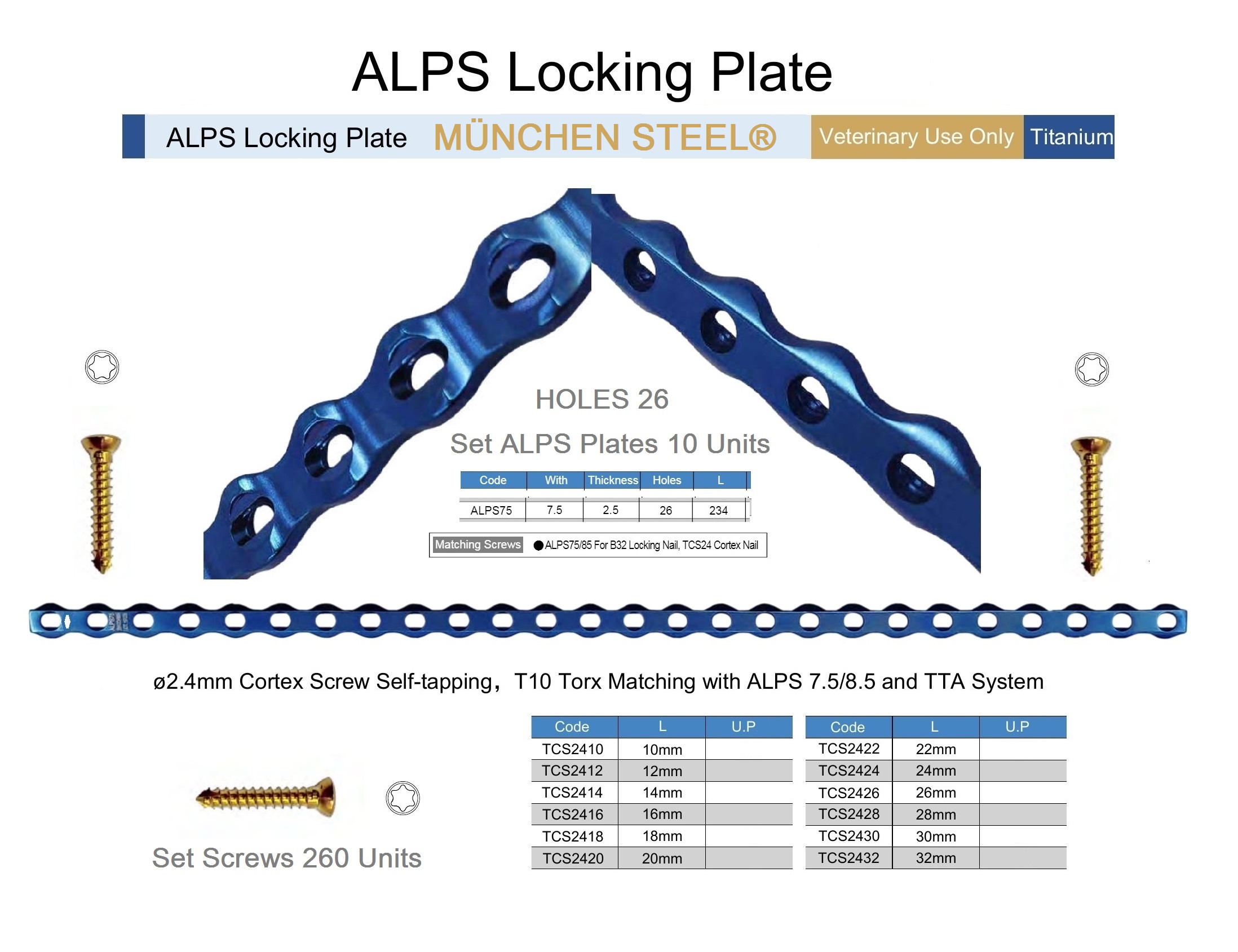 Alps-Plate-26-Holes-&-Length-234-&-5-Units-Plates-&-130-Units-Screws-in-Set-IN-TITANIUM-(135-items-per-lot). - Image 3