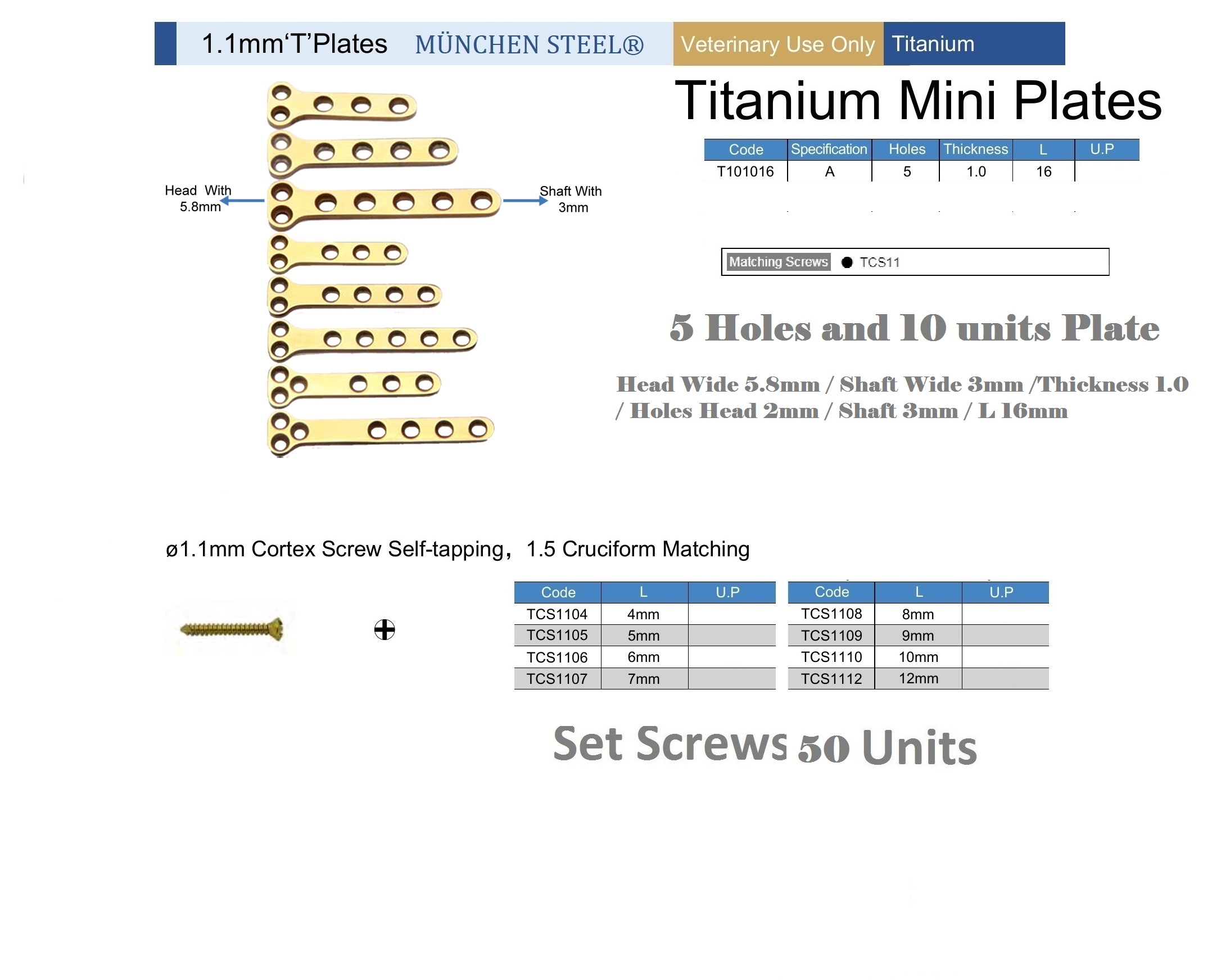 T-Plate-Mini-10-Units-2+3-Holes-Thickness-1.0mm-Length-16-and-50-Units-Screws-Set - Image 2