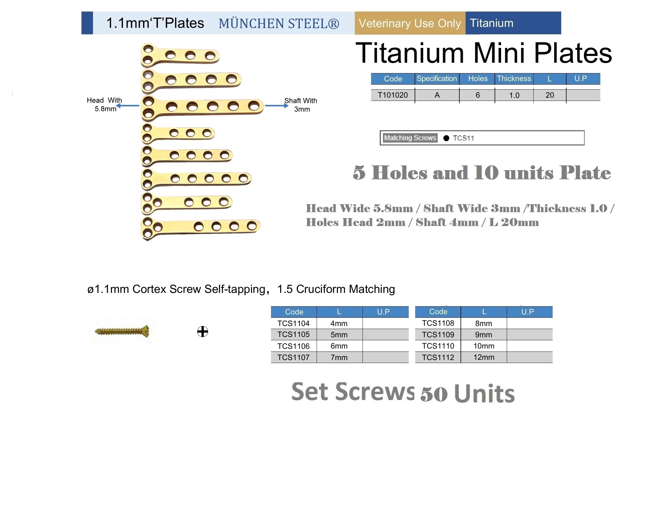 T-Plate-Mini-10-Units-2+4-Holes-Thickness-1.0mm-Length-20-and-60-Units-Screws-Set - Image 2