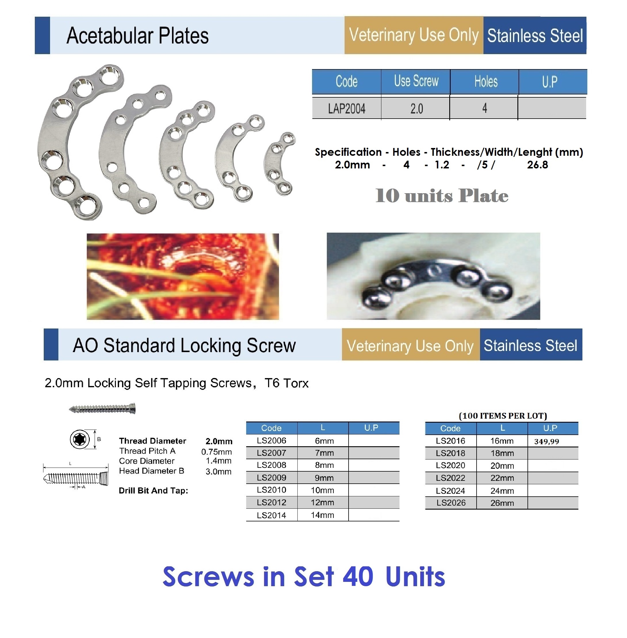 2.0mm-Acetabular-Locking-Plates-10-Units-4-Holes-and-40.Screws-Set-(50-ITEMS-PER-LOT) - Image 2