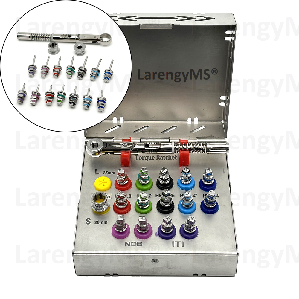 Universal torque kit 16pcs for dental implants screwdriver wrench prosthetic in Stainless Steel German.