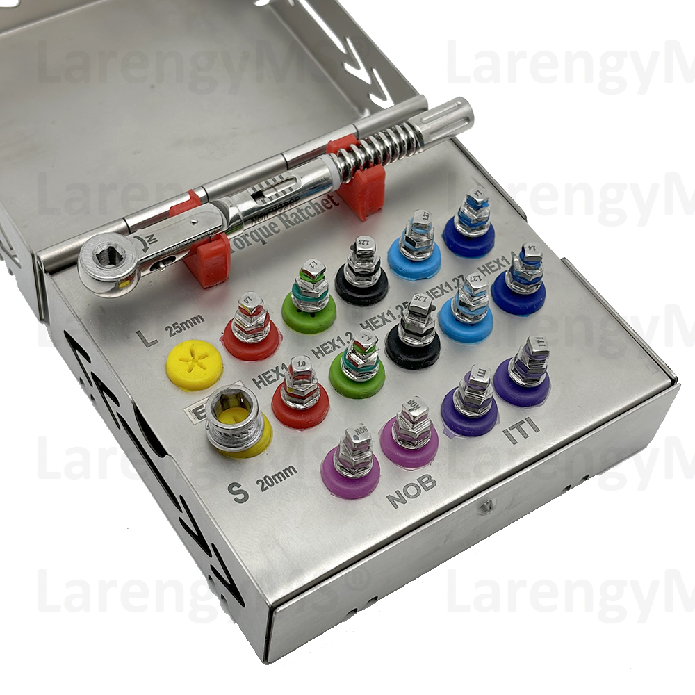 Universal torque kit 16pcs for dental implants screwdriver wrench prosthetic in Stainless Steel German. - Image 4