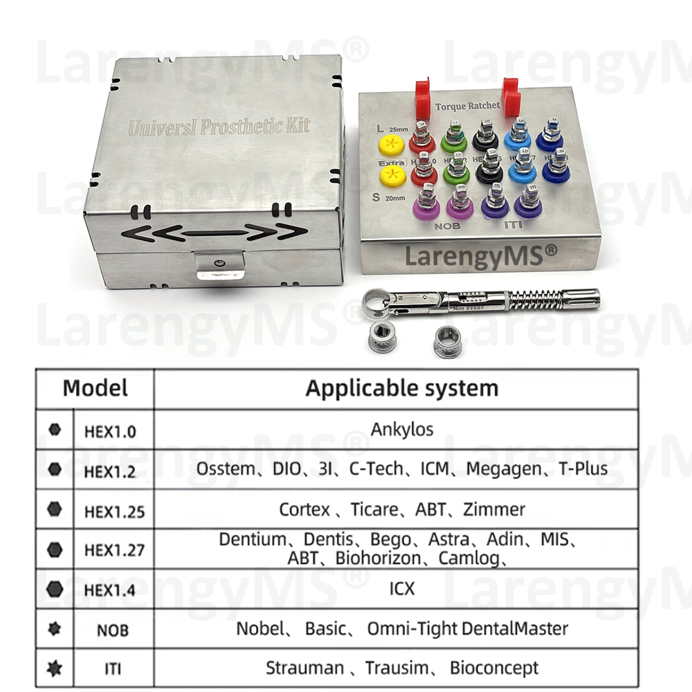 Universal torque kit 16pcs for dental implants screwdriver wrench prosthetic in Stainless Steel German. - Image 5